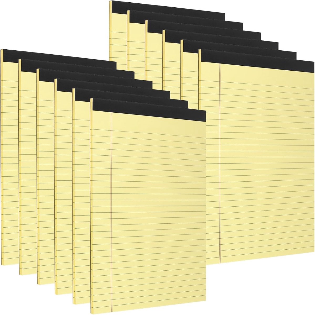Geel juridisch notitieblok A4-formaat, 12 stuks met 100 pagina's, 80 g/m² papier voor professioneel gebruik en notities