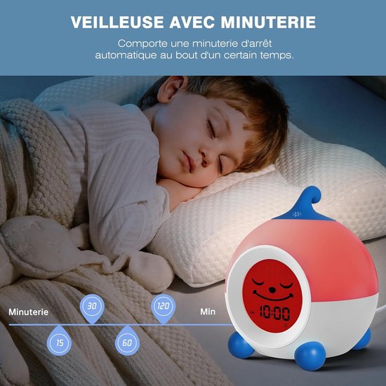 Kinderwekker Slaaptrainer - Wake-up light - Routine aanleren - Kleur en emoji weergave - Niet gespecificeerd - Blauw — afbeelding 4
