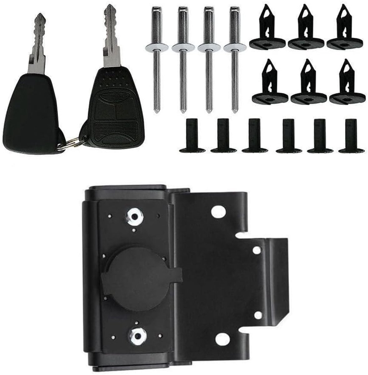 Hood Lock met 2 Sleutels voor J-E EP Wrangler JK Unlimited 2 Deurs en 4 Deurs 2007-2016, Zwart, Veiligheid, Auto Accessoires, Vergrendeling
