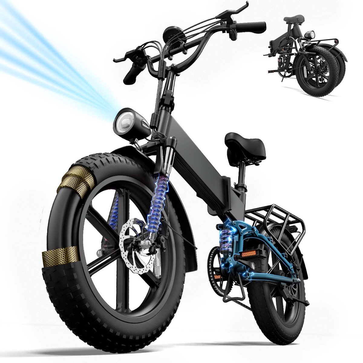 T5 opvouwbare e-bike 20" x 4" fat-banden, 48V 13Ah 80 Nm-motor