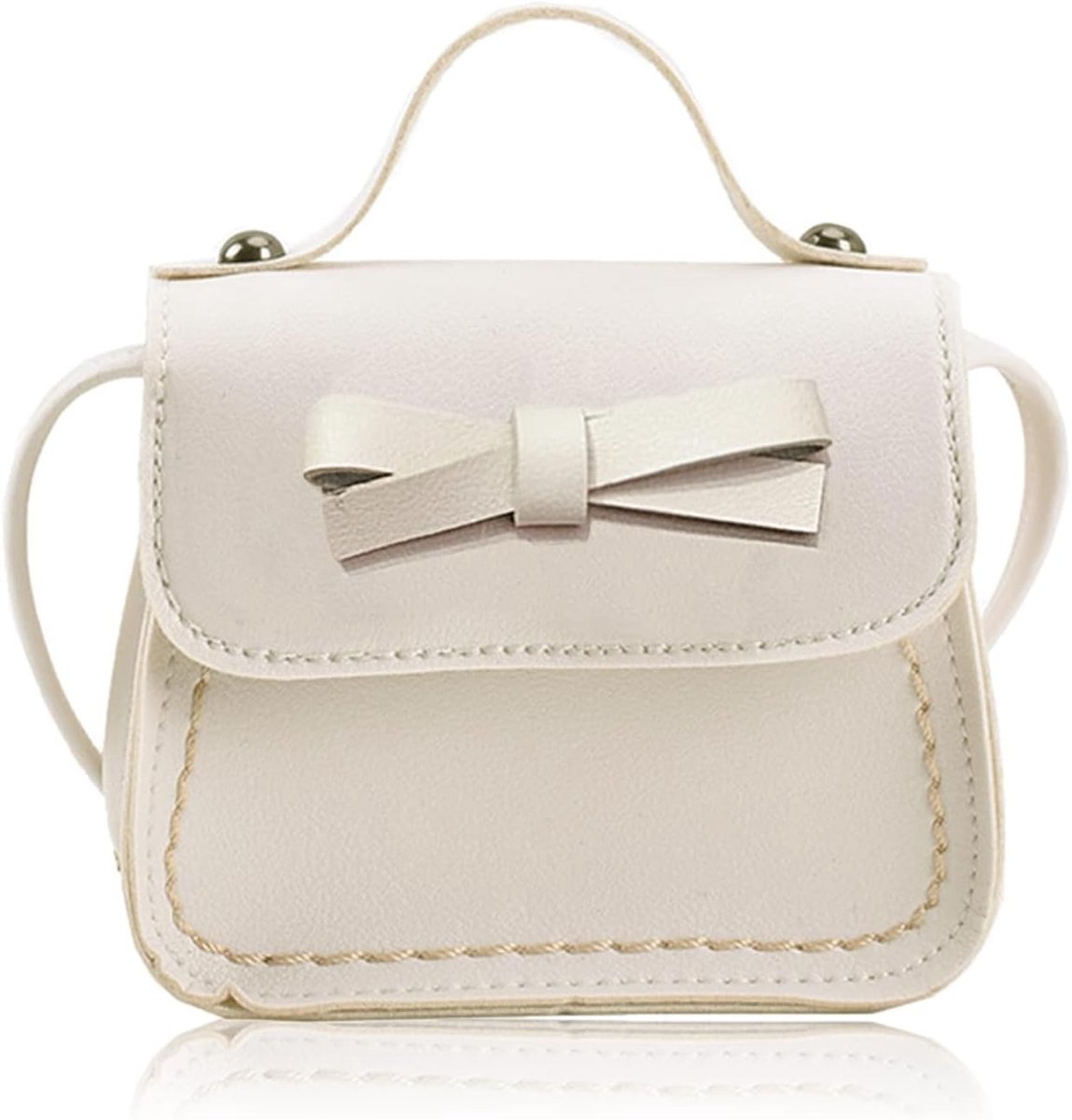 Stijlvolle Crossbody Tas met Strik en Mini-portemonnee, PU Lederen Messenger Tas voor Feest, Winkelen en Uitgaan (Beige)