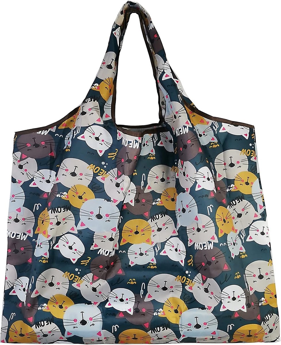 Grote Vouwbare Tas 50 x 66 cm, Herbruikbare Winkeltas, Lichtgewicht Handtas, Sneldrogend en Scheurvast voor Winkelen, Reizen en Uitstapjes