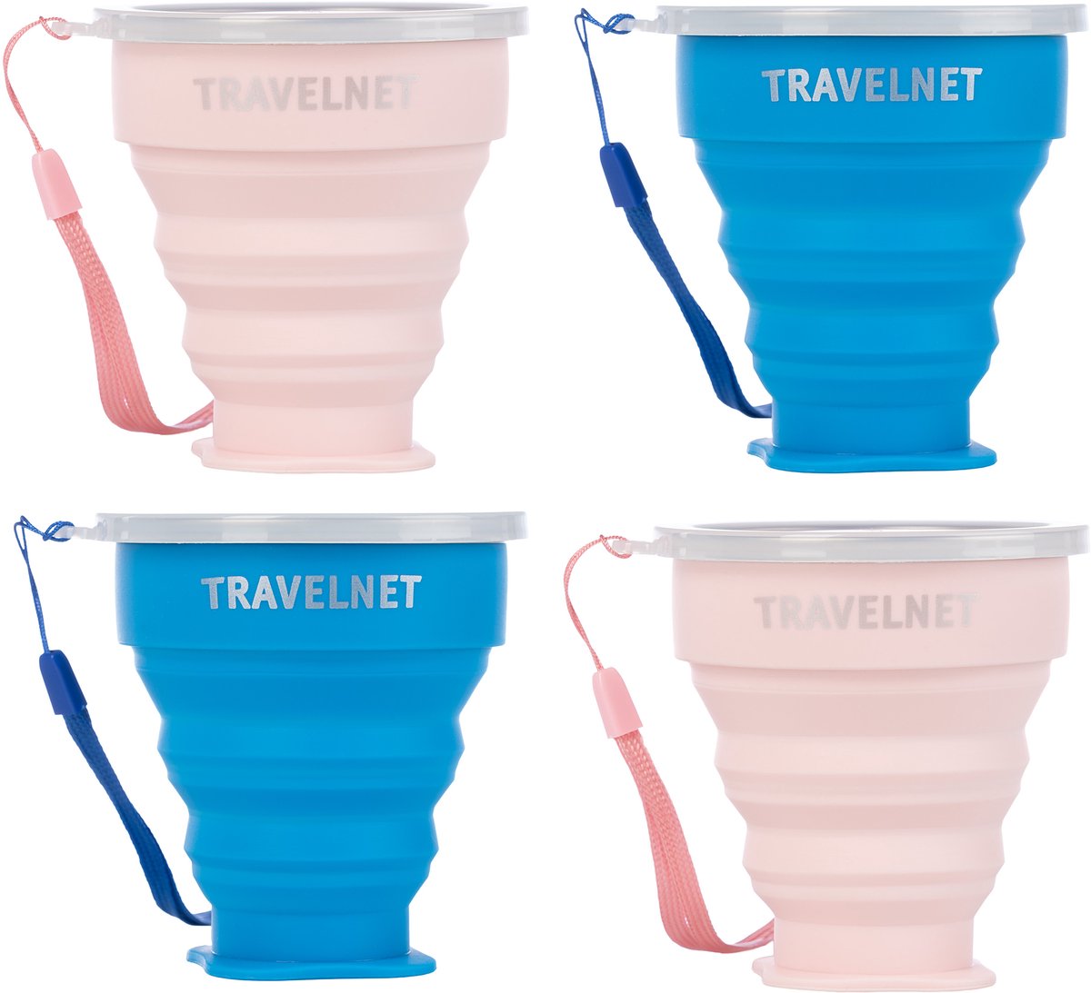 Travelnet Fun Family Opvouwbare Siliconen Bekerset - Set van 4