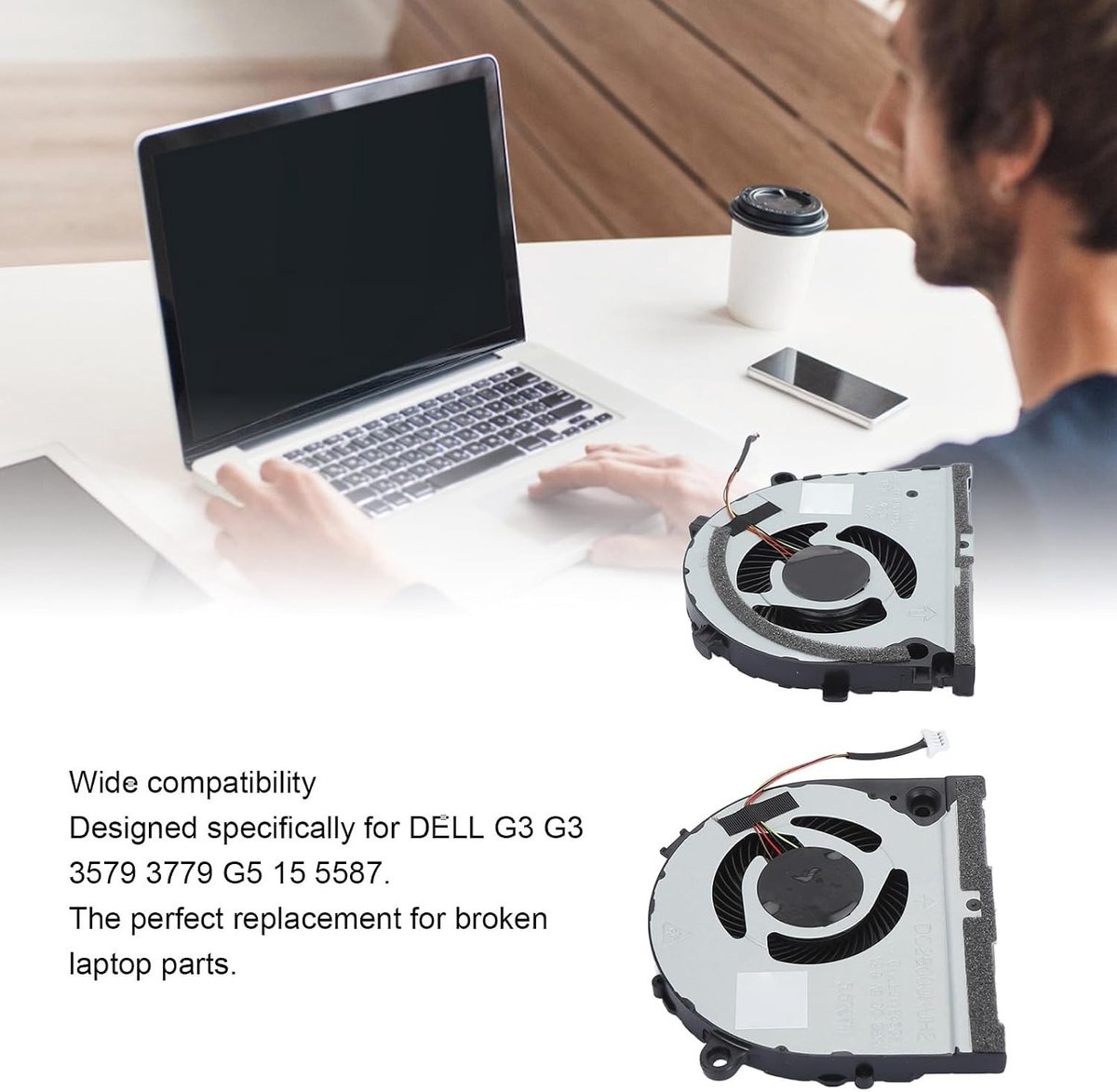 Krachtige en Stille Koelventilator voor Gaming Laptops, Verbeterde Koeling voor CPU en GPU, 4-Pins Aansluiting