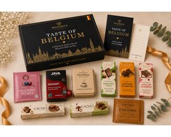 Luxe cadeaubox met Belgische lekkernijen – Chocolade, koffie & thee – Gepersonaliseerde wenskaart – Moodbox Gifts – Taste of Belgium Box Select