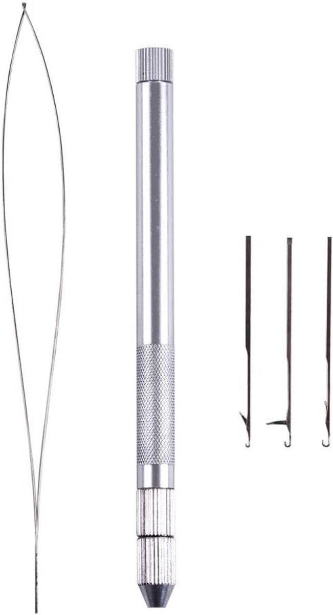 Professionele Haarverlenging Gereedschapset met 3 Breinaalden, 1 Houder en 1 Treknaald Threader voor Perfecte Resultaten