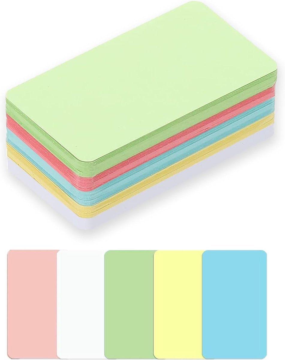 Kleine Witte Papieren Berichtenkaarten - 100 Stuks, Dubbelzijdige Flashcards voor Studeren, Spelletjes en DIY Cadeautags