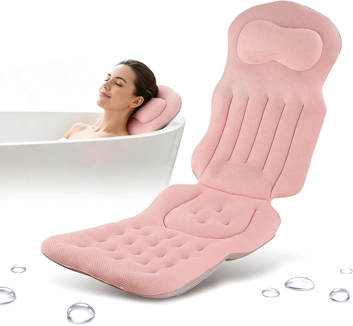 Badkussen - Badondersteuning - Ontspannen in bad - 4D Air-Mesh materiaal - Universeel - Roze