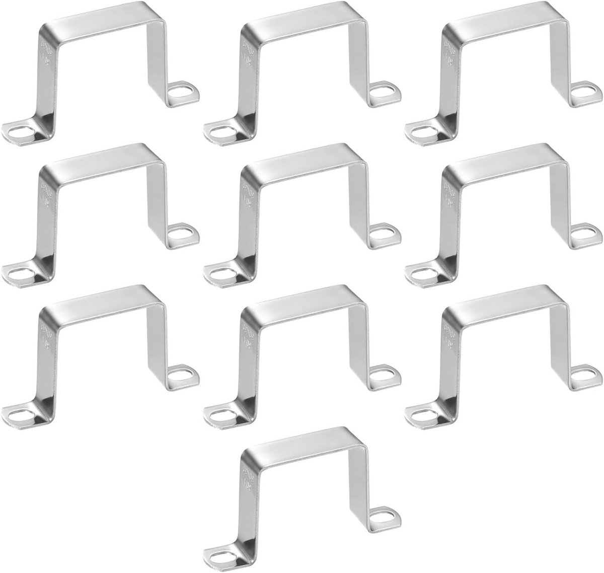 Set van 10 U-vormige connectorbeugels van 50 x 50 mm, roestvrijstalen vierkante pijpklem voor deur, stutkanaal en bevestigingsgereedschap