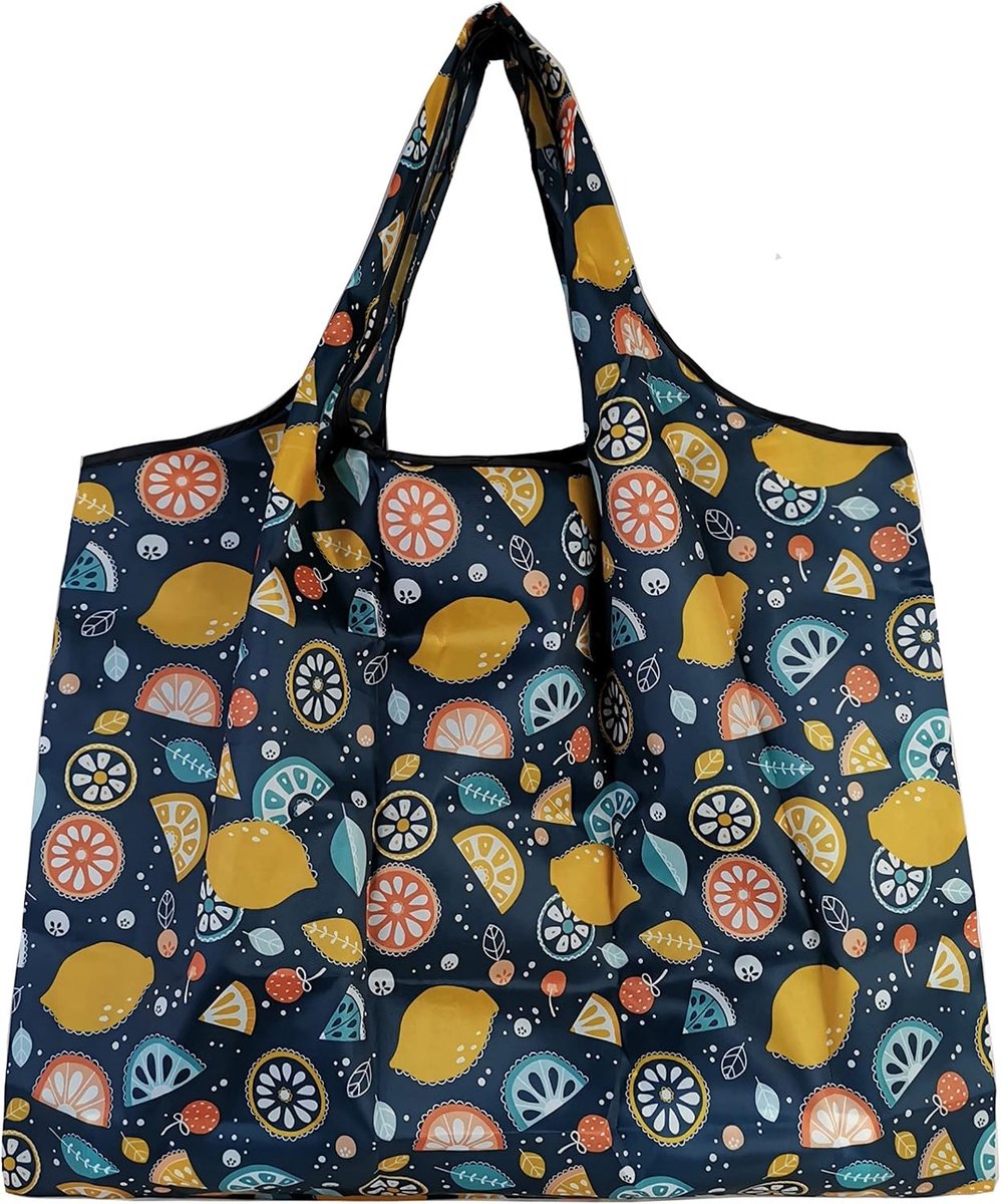 Grote Vouwbare Tas, 50 x 26 cm, Herbruikbare Winkeltas, Lichtgewicht Handtas, Sneldrogend en Scheurbestendig voor Boodschappen, Reizen en Uitstapjes