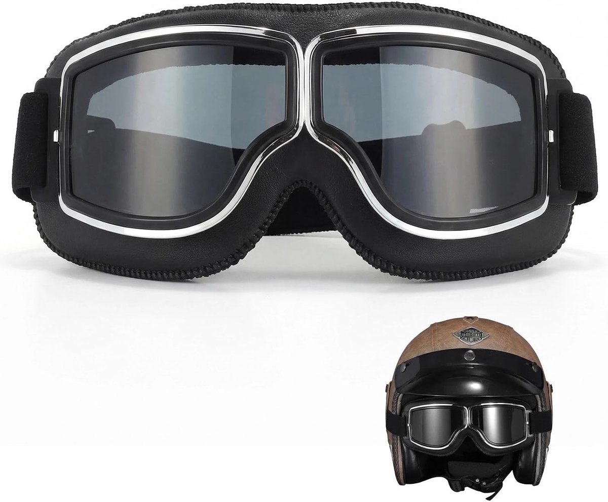 Retro Winddichte Motorbril voor Moped en Motocross | Vintage Stijl, UV-bescherming, Comfortabele Pasvorm