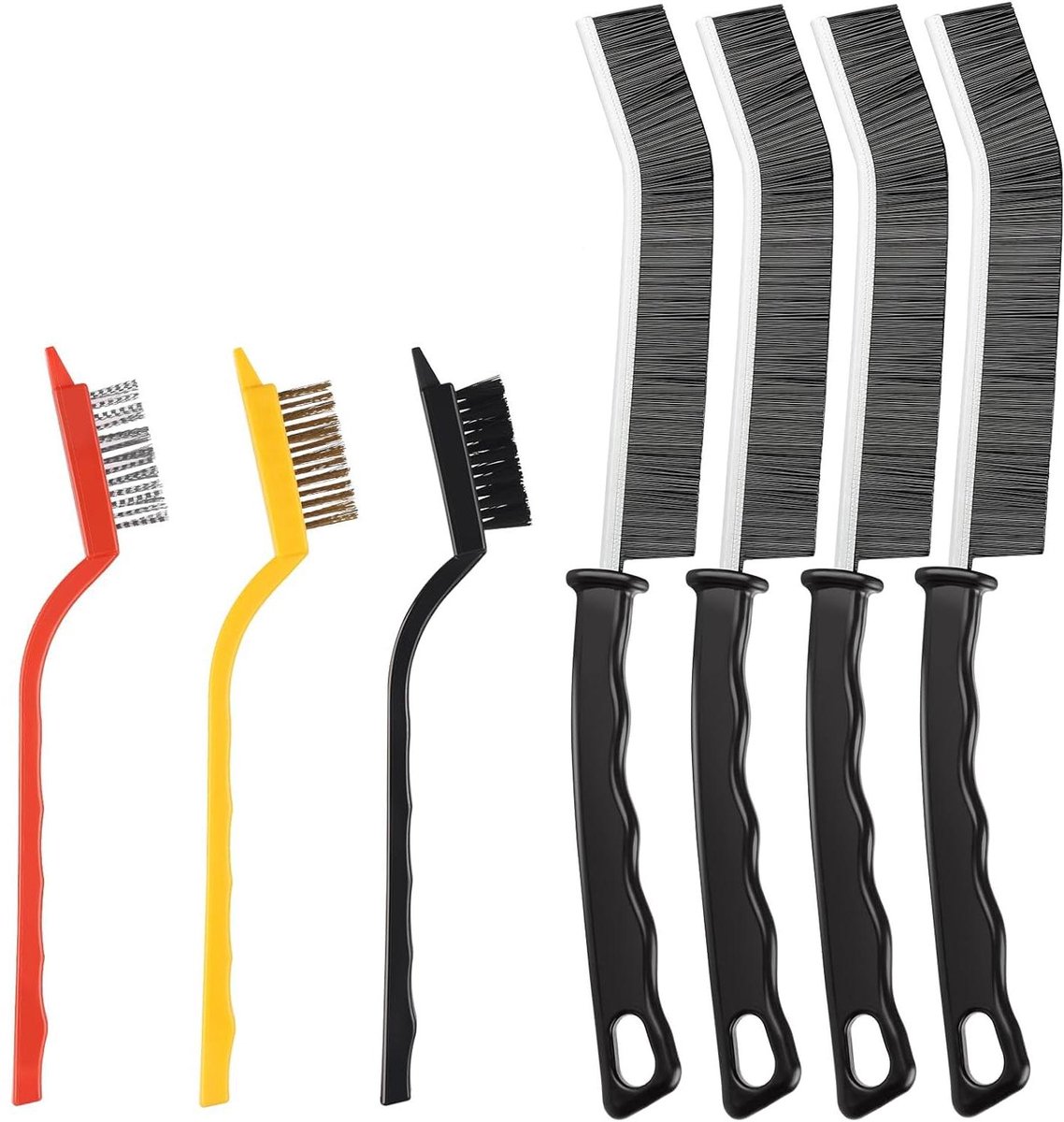 Voegenborstel Set - Spleet Reiniger - Diepe Reiniging - Ergonomisch Ontwerp - 7 Stuks - Grijs
