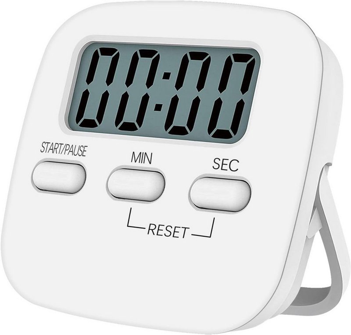 Keukentimer met LCD-display, magnetische eierwekker, wit