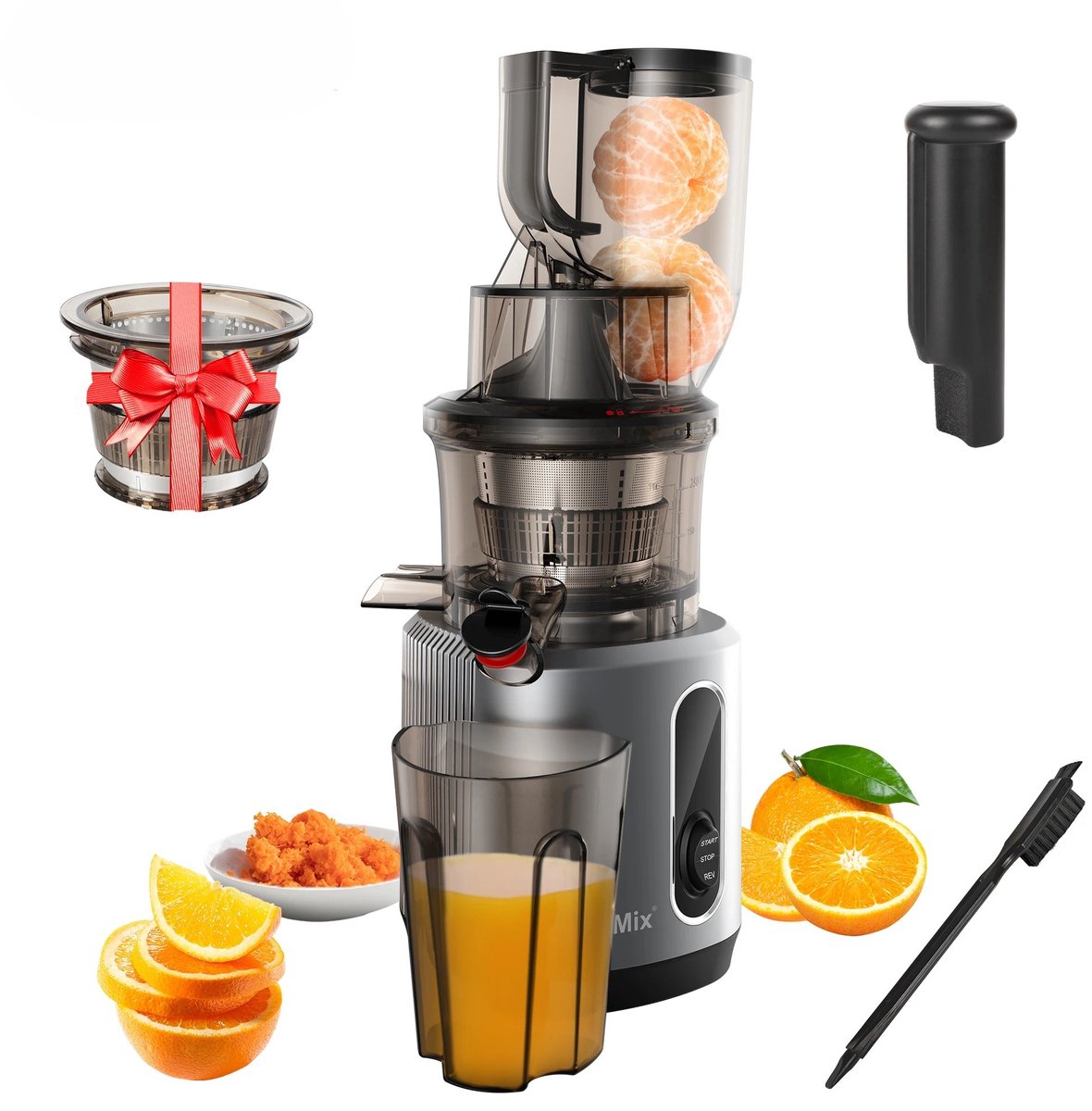 GDE - Fresh - Slowjuicer - Cold Press Juicer - Sapcentrifuge - Sapmachine - 13 cm Grote Vulopening - 200W - 1,8 Liter
