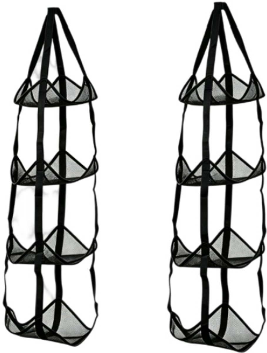 casalora Hangende Opbergnet Set van 2 – 4-Laags Ballenopberger – Wandopslag voor Ballen, Helmen, Tassen en Knuffels – 30 x 30 x 110 cm– Zwart