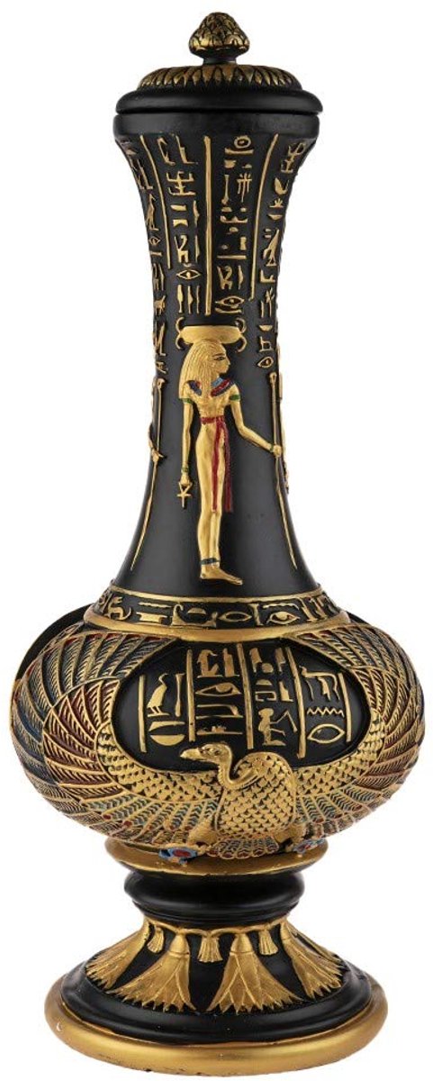 Egyptische vaas 33 cm - zwart & goud - decoratieve interieurdecoratie - uniek cadeau-idee - ShopVlot