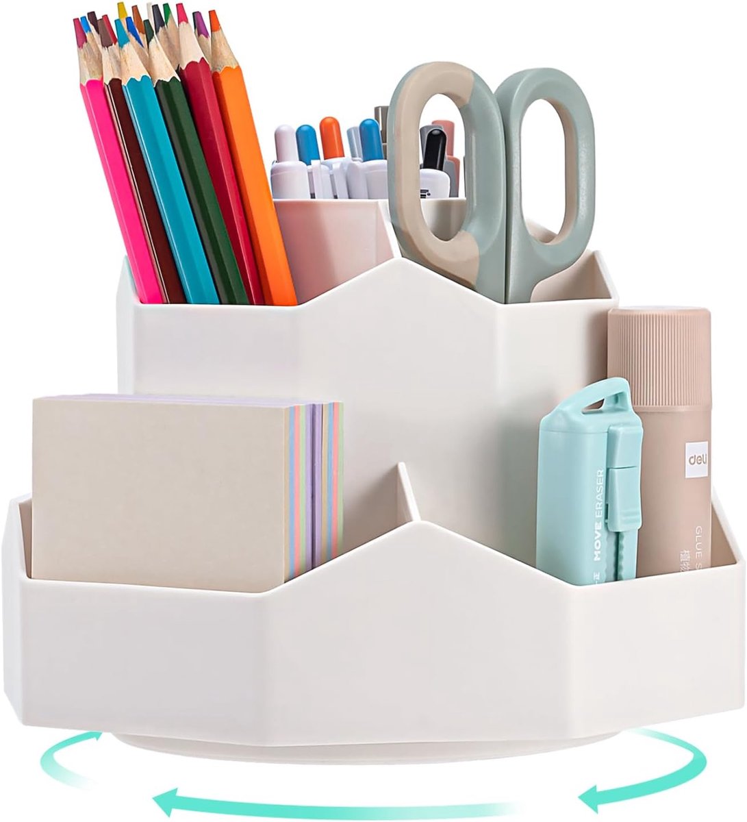 Draaibare Bureau Organizer met 9 Vakken voor Pennen en Schrijfwaren