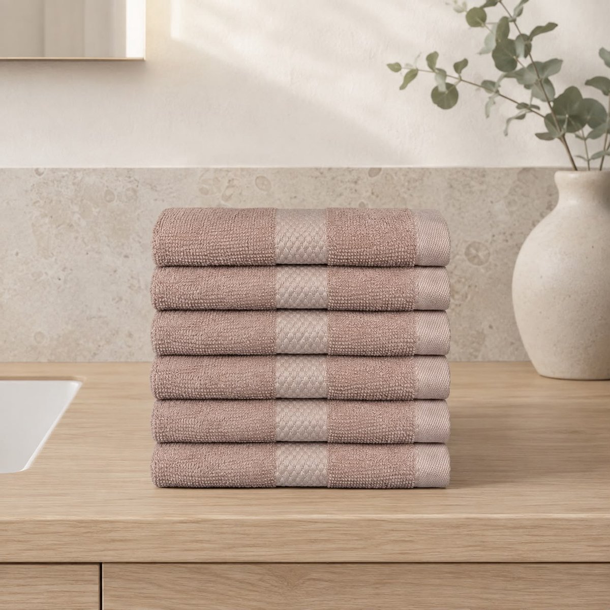 The Linen Room Gastendoekjes – 30 x 30 cm – Set van 12 – 100% Katoen – 600 GSM Dubbelgetwijnd 20/2 Garen – OEKO-TEX® – Zacht & Absorberend – Oudroze