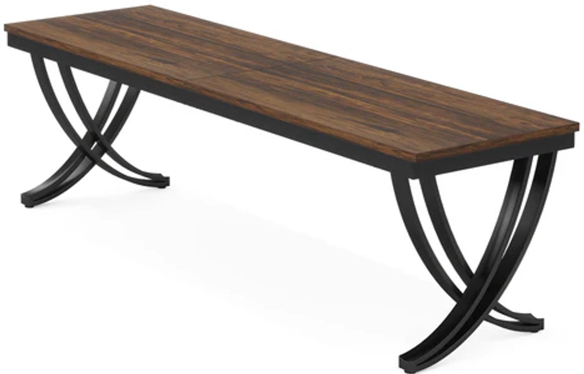 DMG Supply Eettafel - Rechthoekig - 6 tot 8 Personen - 200 x 70 x 75 cm - Bruin/Zwart - Hout en Metaal