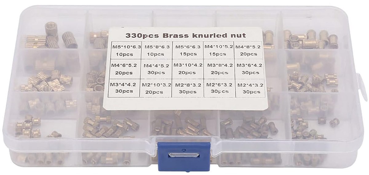 Knurled Wire Embedded Nuts Kit 330 Pieces M2 M3 M4 M5 15 Different Kinds for Insulation Electrical Equipment - ShopVlot