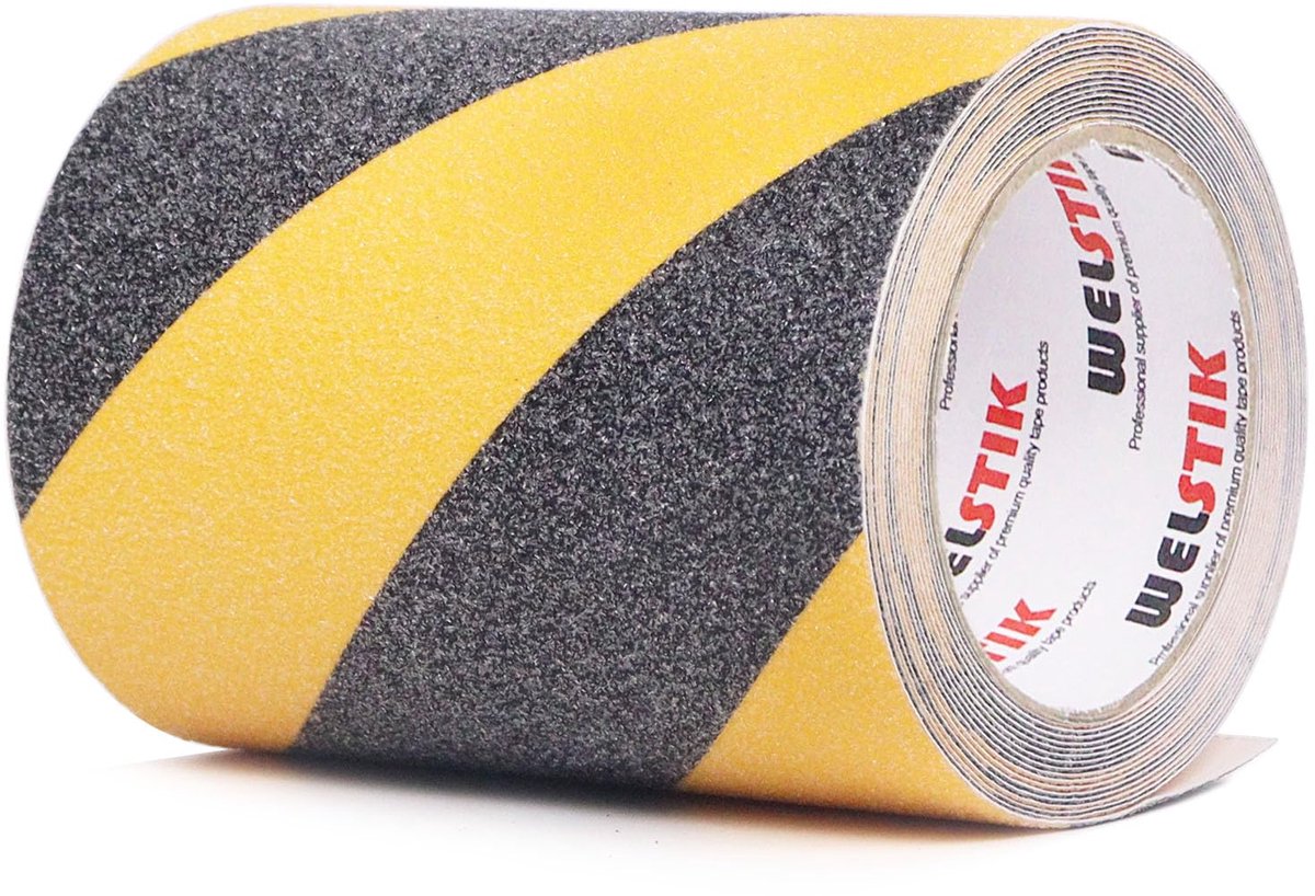 Antislip tape 15cm x 5m - Zelfklevend - Zwart-geel - Voor optimale grip en veiligheid - ShopVlot