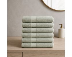 The Linen Room Handdoeken – 50 x 100 cm – Set van 6 – 100% Katoen – 650 GSM Dubbelgetwijnd 20/2 Garen – OEKO-TEX® – Extra Zacht & Hoog Absorberend – Saliegroen