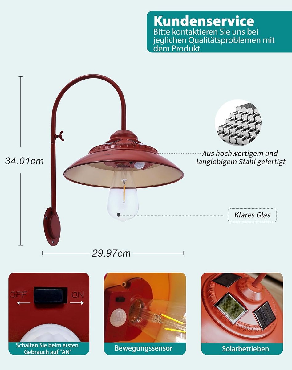 Yeomoo Metalen solarlampen met bewegingsmelder, tuindecoratie voor buiten - ShopVlot