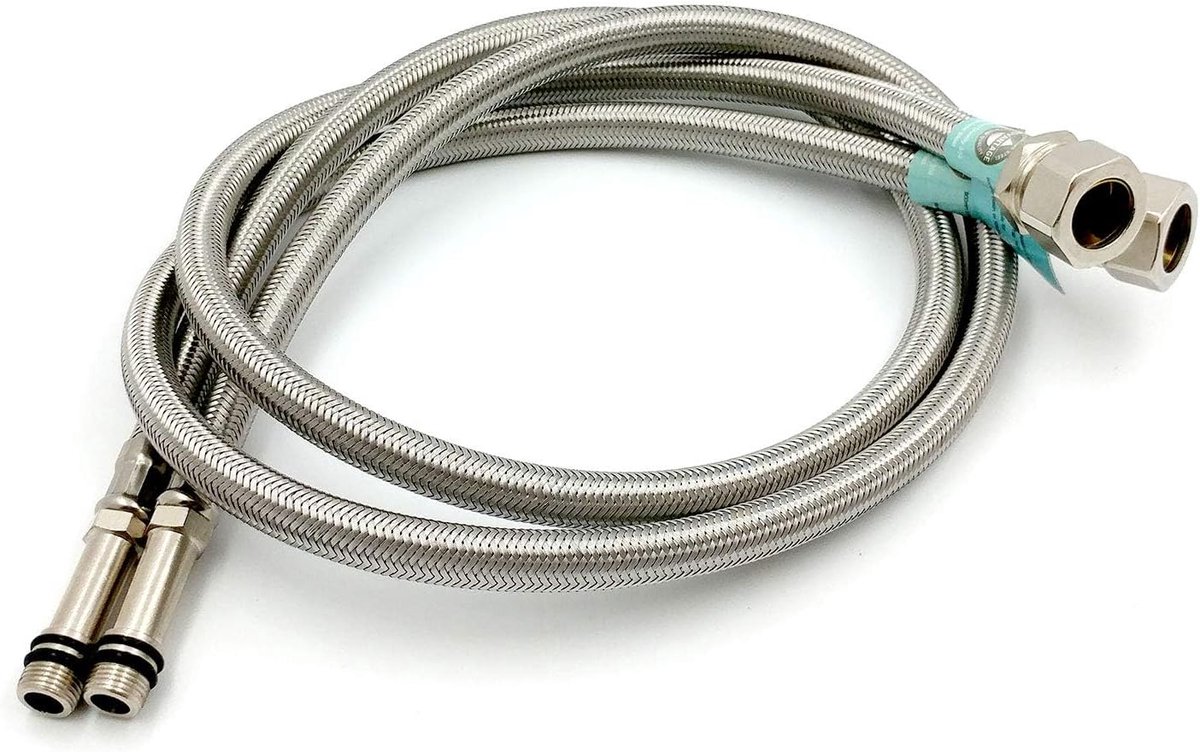 2 x 12mm(M12) x 15mm Compression Flexible Faucet Connectors - DIY Replacement Bathroom Sink and Countertop Monobloc - ShopVlot