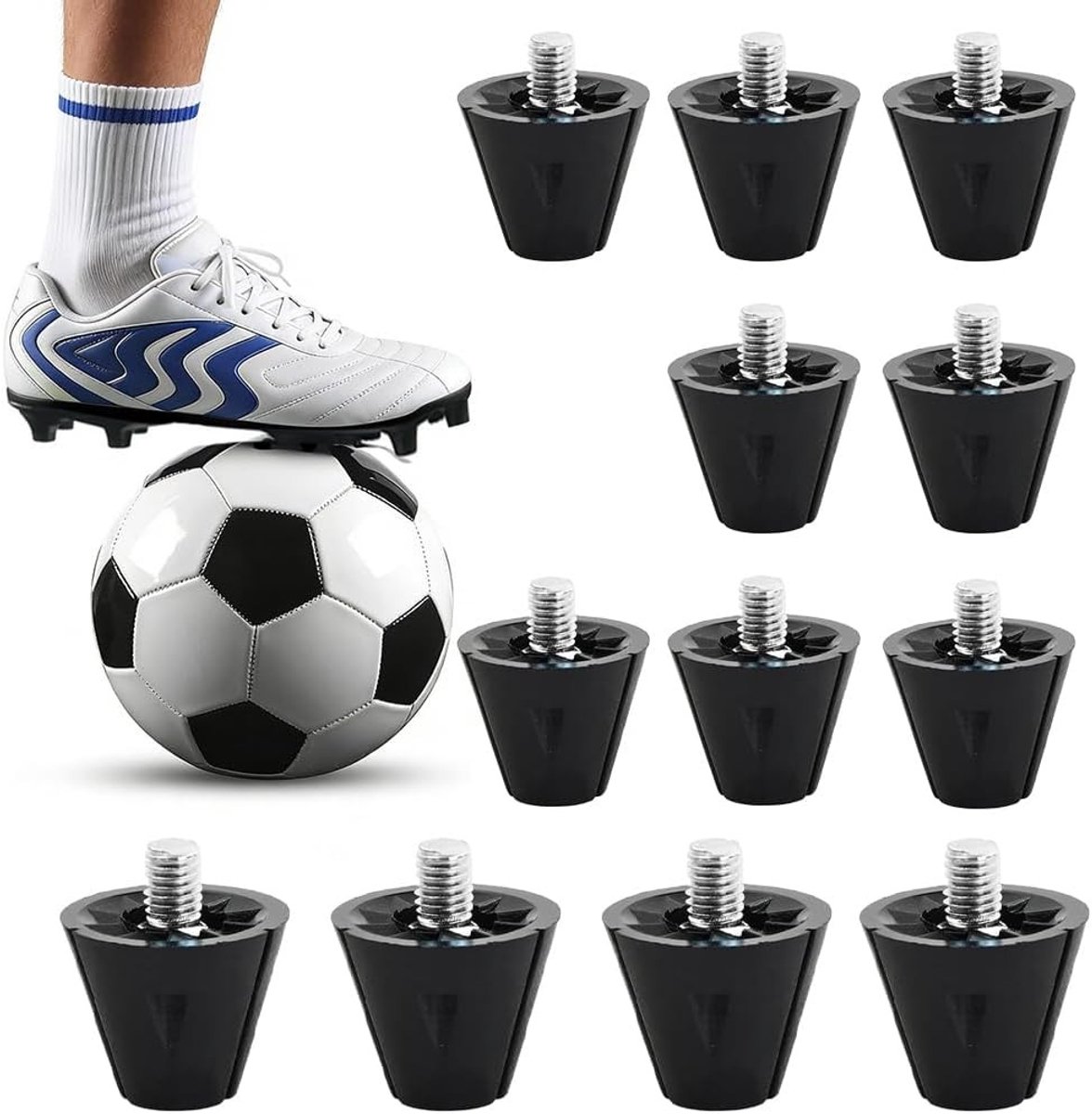 Voetbalnoppen - Zwart - Set van 12 - Duurzaam Nylon - Voor Voetbalschoenen