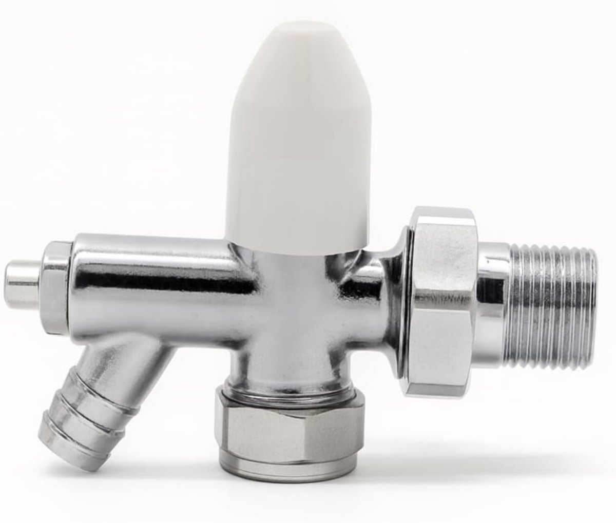 8mm Chromed Cosmos Lockshield Radiator Valve with Drain Off - Durable Compression Fitting for Heating Systems - ShopVlot