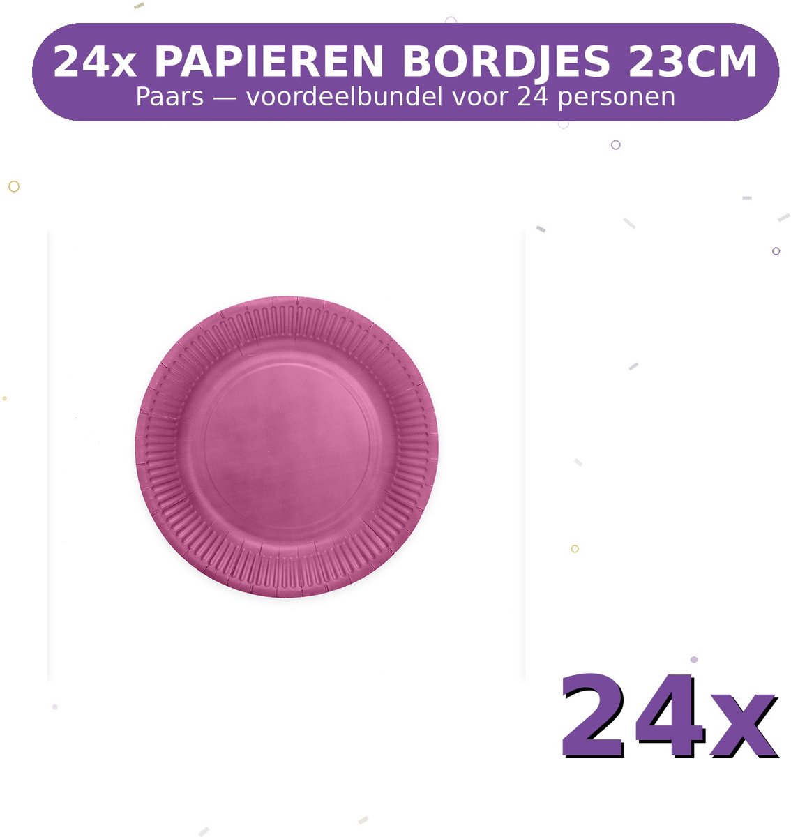 Bordjes 23cm FSC Paars - Voordeelverpakking 24 Stuks voor tot 24 Personen - Feestartikelen
