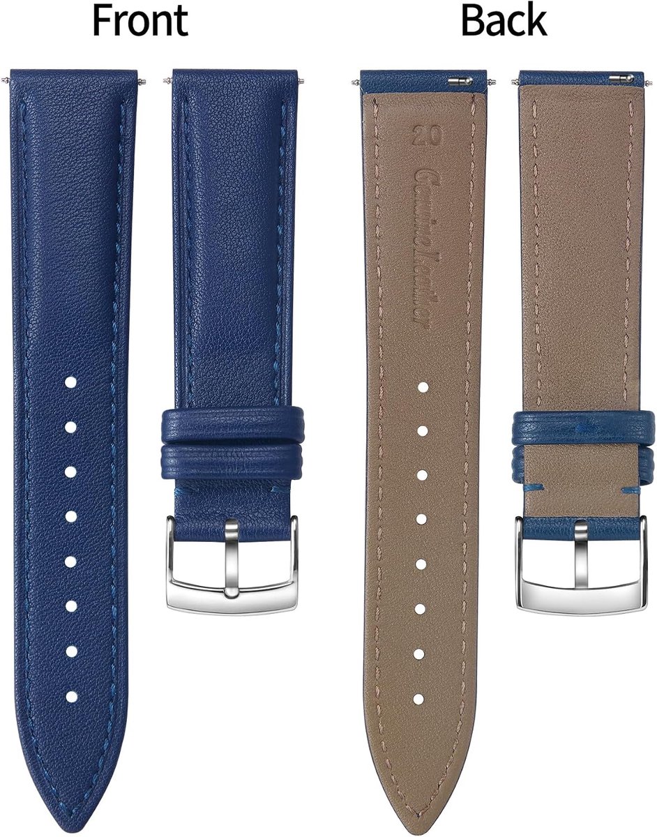 BINLUN Leather Watchband Replacement Multiple Colors Leather Watch Band with Quick Release for Men and Women 12mm-22mm - ShopVlot