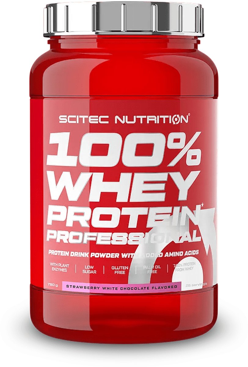 Scitec Nutrition® - 100% Whey Protein Professional (780 gram - Strawberry/White Chocolate) - Aardbei/Witte chocolade - 26 eiwitshakes - Premium proteine poeder - eiwitpoeder met aminozuren