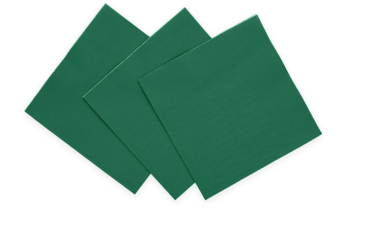 20x Papieren Cocktail servetten 24x24cm 3-laags FSC - Donkergroen - Feestartikelen
