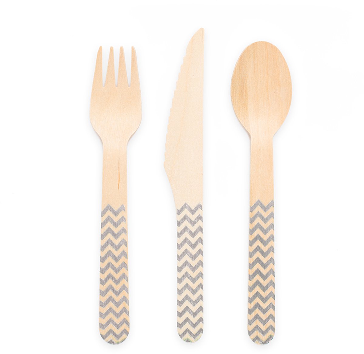 18x Houten Bestek FSC - Zilver - Feestartikelen