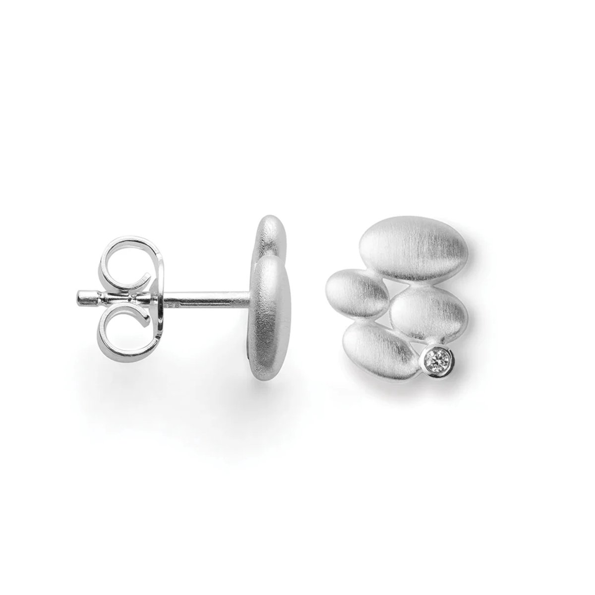 Bastian - oorstekers - 925/- earrings, matte, dia. 0.02ct W-SI