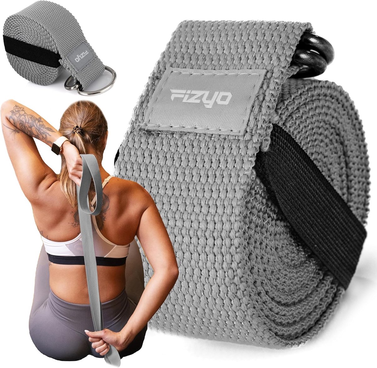 Fizyo Cotton Pilates Fitness Belt Adjustable with Metal D Buckle, 100% Cotton, Long 240 cm, Perfect for Stretching and - ShopVlot