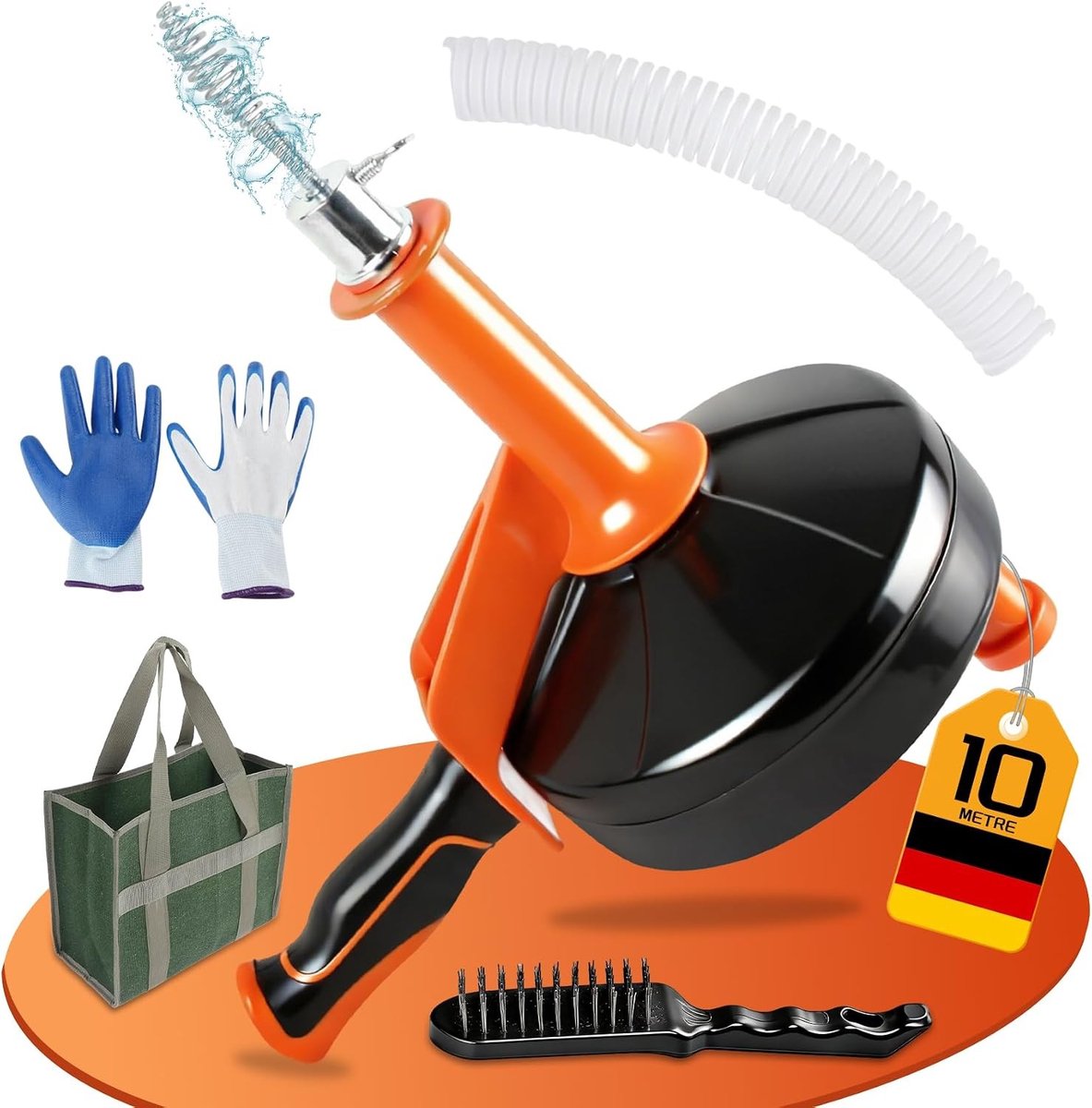 Buisreinigingsspiraal - Geen Kleur - 10 m - Gegalvaniseerd Staal - Voor Keuken en Badkamer