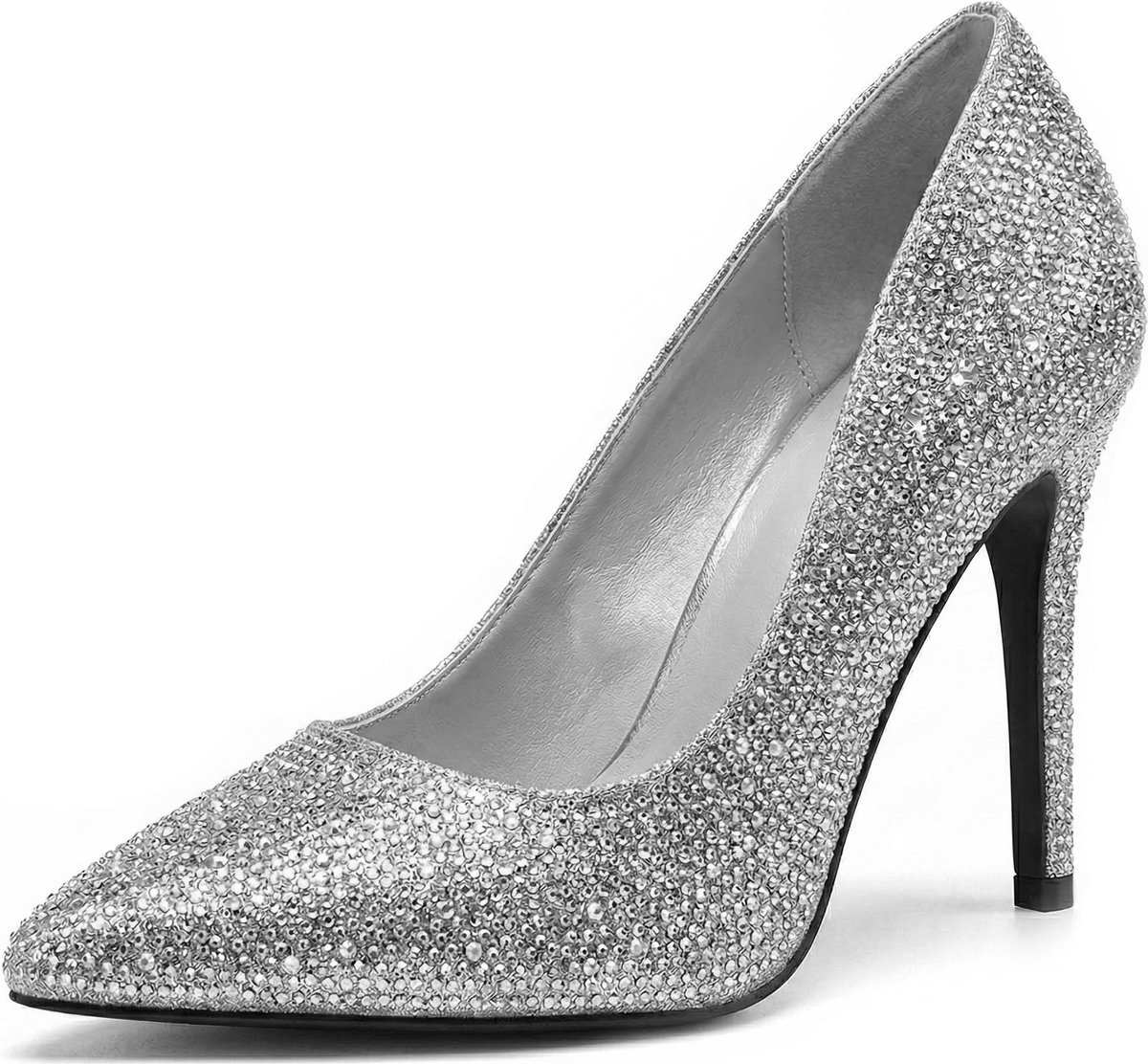 Puntschoen dames maat 3-12 - Zilver glitter - Hoge hak - Perfect voor bruiloften - ShopVlot