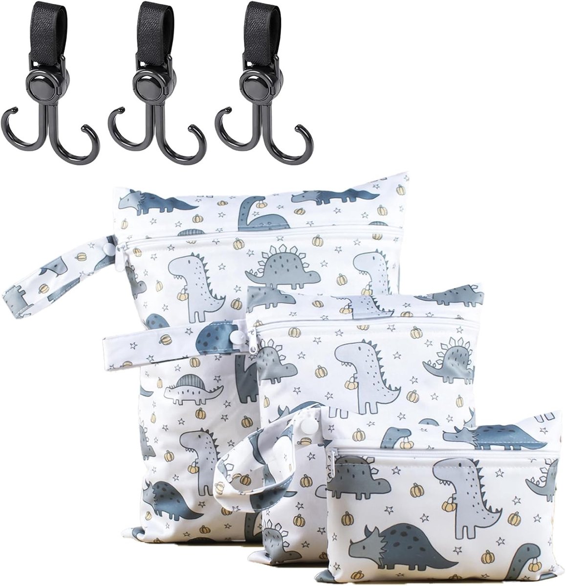 3 Stuks Waterdichte Herbruikbare Tassen voor Luiers, Ideaal voor Zwemkleding en Gym, Wasbare Katoenen Tassen voor Babyspullen