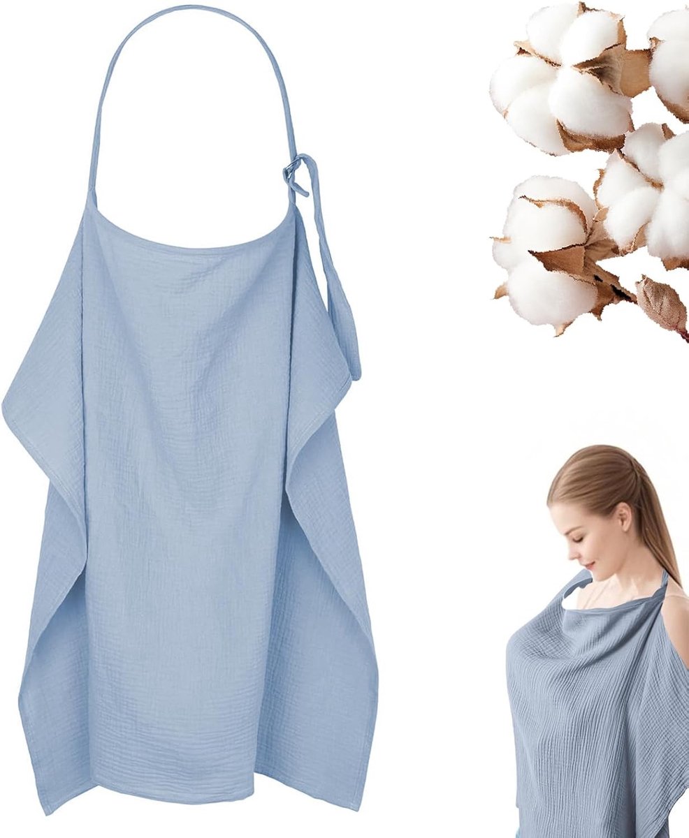 Verzorgingsdoek voor Borstvoeding, Ideaal voor onderweg, Lichtblauw, 100% Katoen, Ademend en Comfortabel