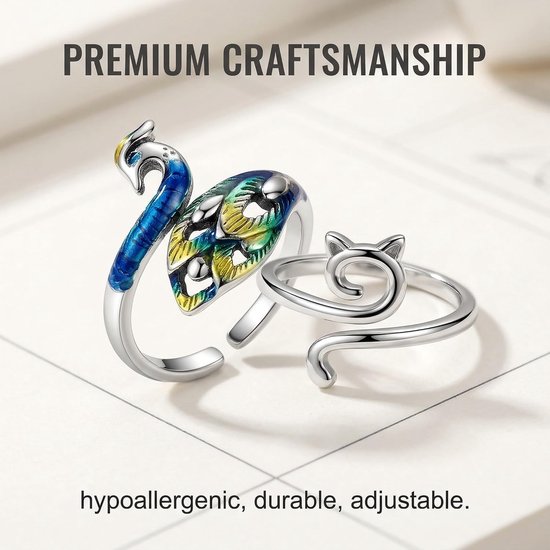 Set van 7 Haaknaalden met Vinger Ringen voor Breien en Haken - Verstelbare Ringen voor Wol, Accessoires voor Creatieve Projecten en Cadeaus voor Moeders en Grootmoeders — afbeelding 2