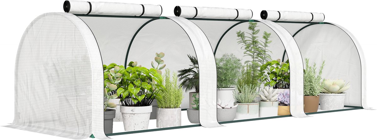 Outsunny Mini Kas-Staal, PE-295L x 100B x 80H cm-Wit