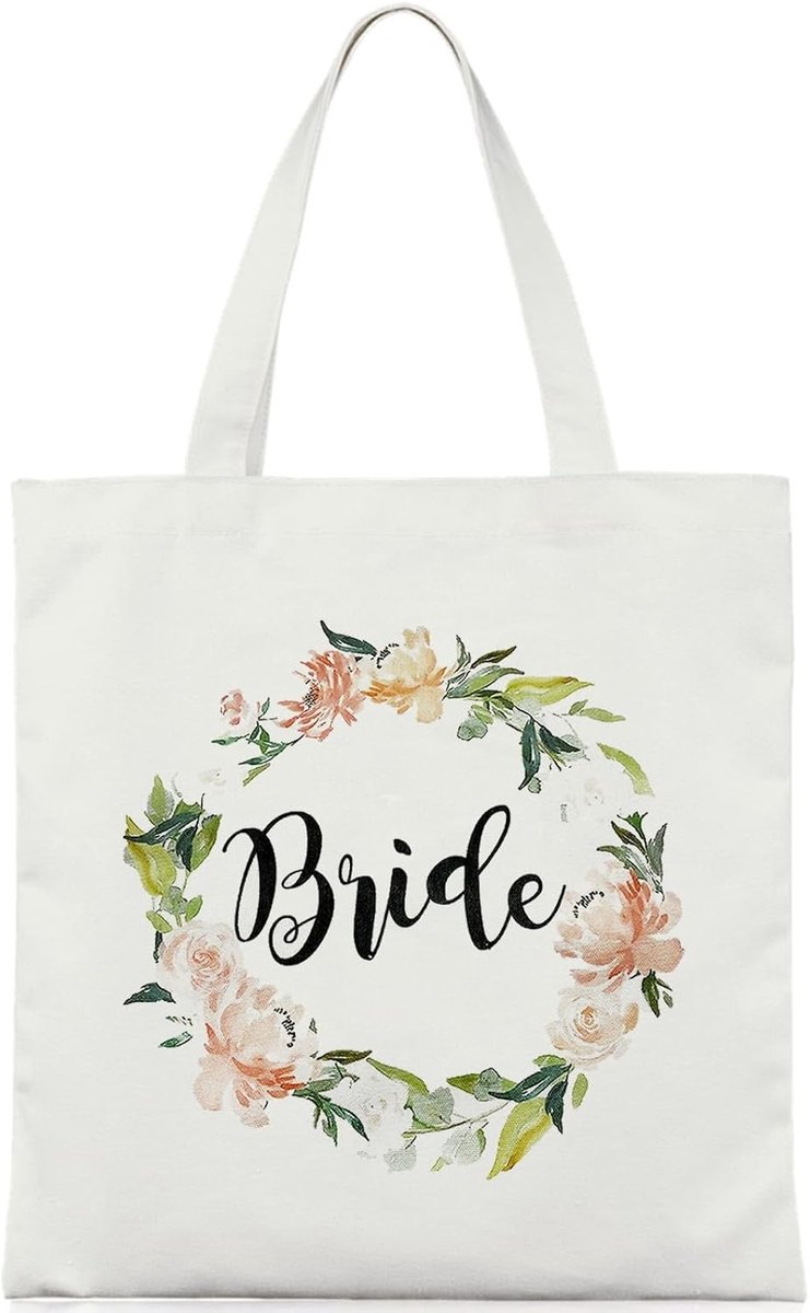 Canvas Tas voor de Aankomende Bruid, Bruidsaccessoires, Perfecte Cadeaus voor Vrijgezellenfeest, Wit, One Size
