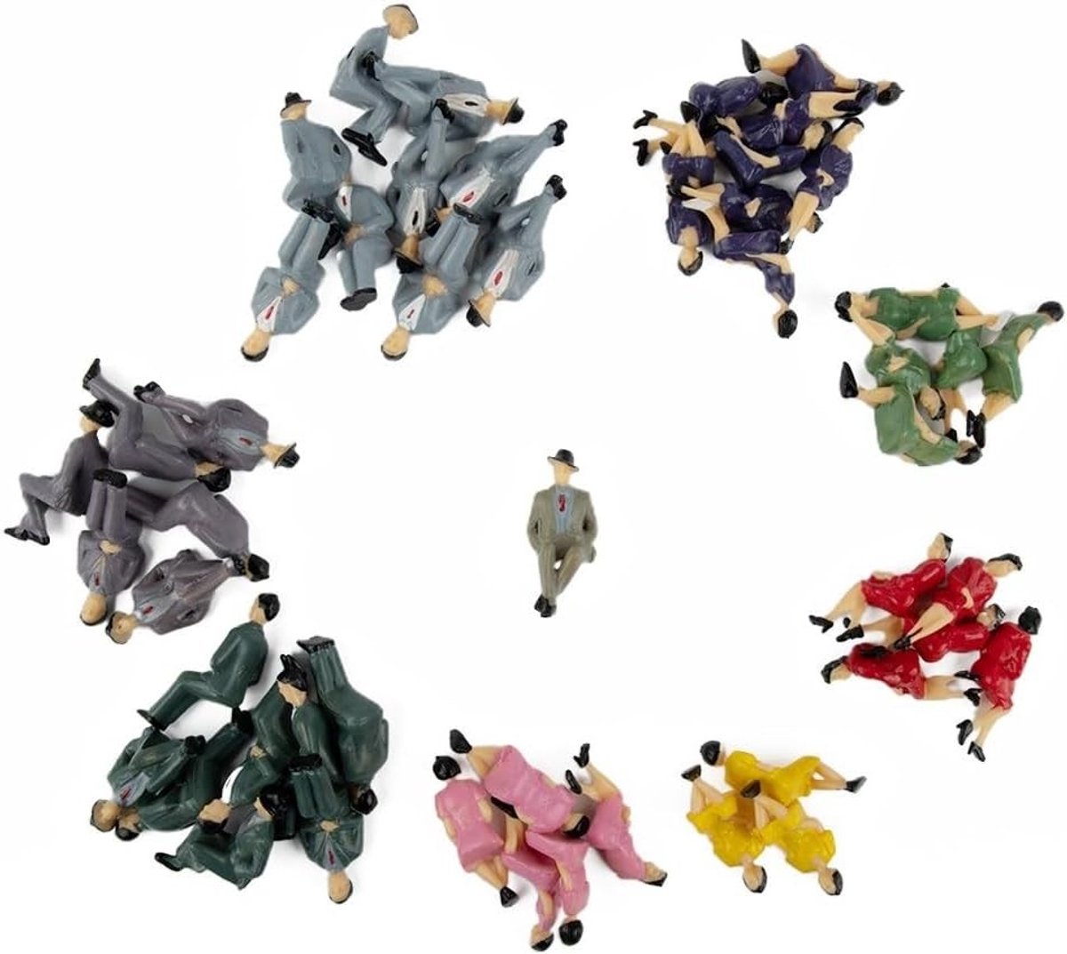 Miniatuur Mensen Figuren - 50 Stuks Zittende Plastic Poppen voor Miniatuurscènes, Decoratie en Modelbouw