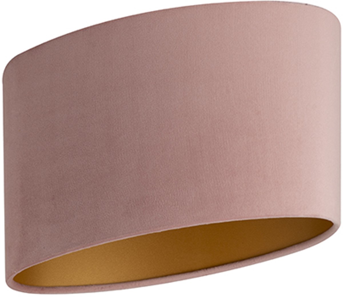Uniqq Ovale Lampenkap velour oud roze 25 x 16 cm – 15 cm hoog