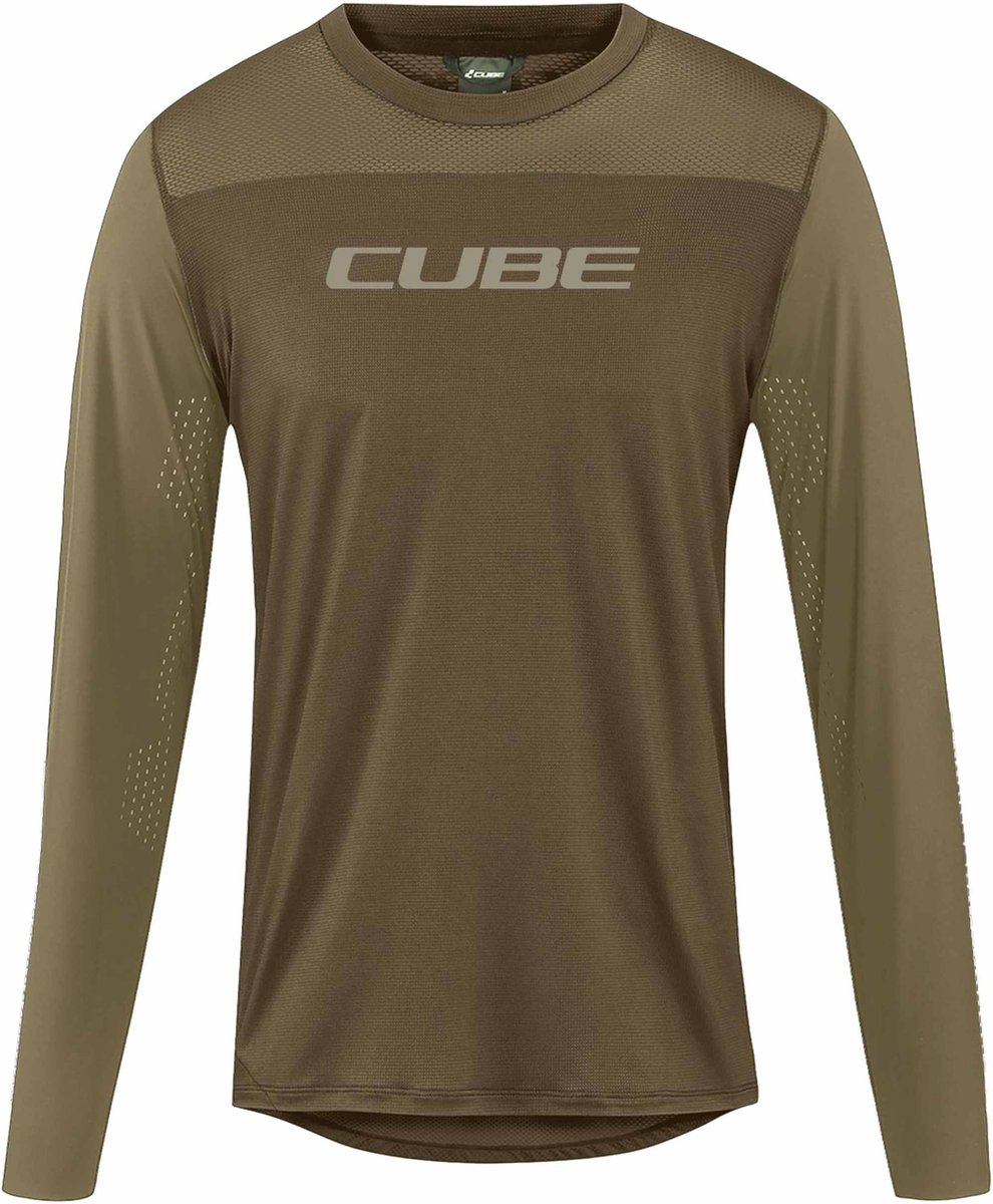 CUBE Fietsshirt MTB ROUND NECK JERSEY PRO TM L/S OLIVE S