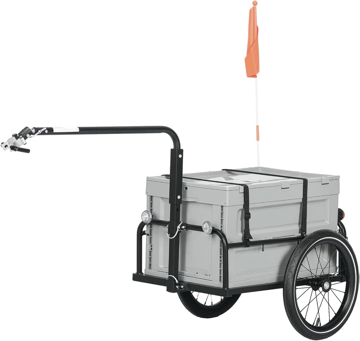 Fietskar - Boodschappenkar - Vervoer spullen - Afneembare opbergdoos - 65 liter - Grijs