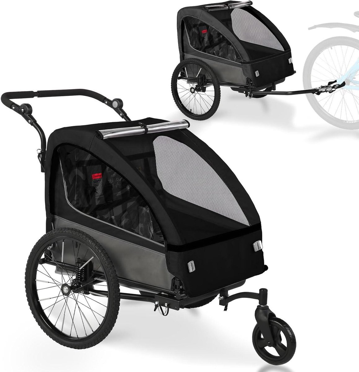 Kinderen Aanhanger - Kinderwagen Fiets - Veilig Vervoer - Met Ophanging - XL Maat - Zwart