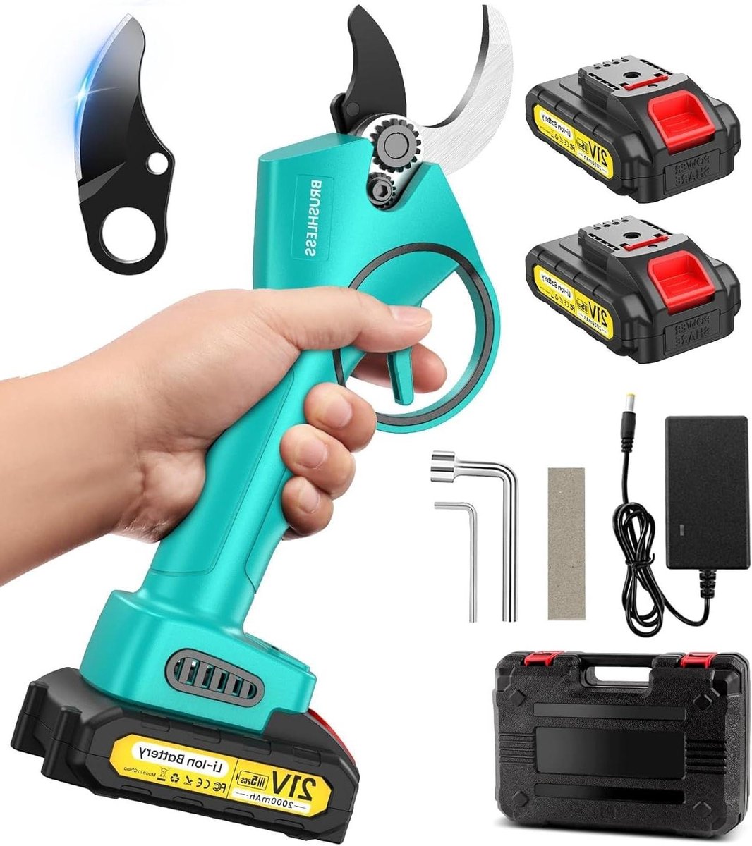 Elektrische Snoeischaar - Accu Takkenschaar - Tuinonderhoud Vereenvoudigen - Krachtige Borstelmotor - 33mm Snijbreedte - Turkoois